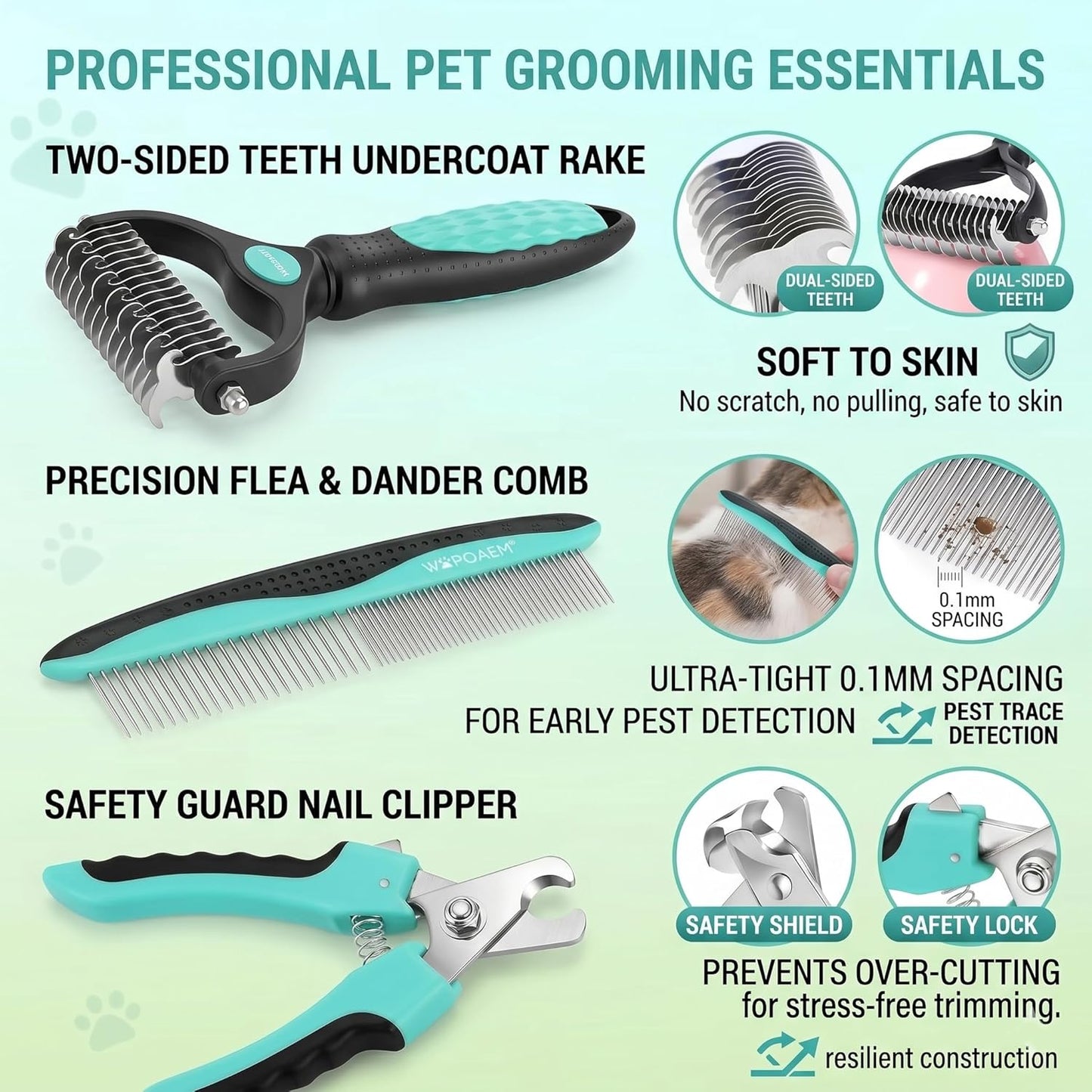 2 Pcs Self Cleaning Slicker Brush & Nail Clippers for Dog and Cats,Shedding Long and Short Haired Pets,Skin Friendly Deshedding Grooming Tool