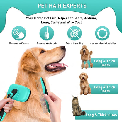 2 Pcs Self Cleaning Slicker Brush & Nail Clippers for Dog and Cats,Shedding Long and Short Haired Pets,Skin Friendly Deshedding Grooming Tool