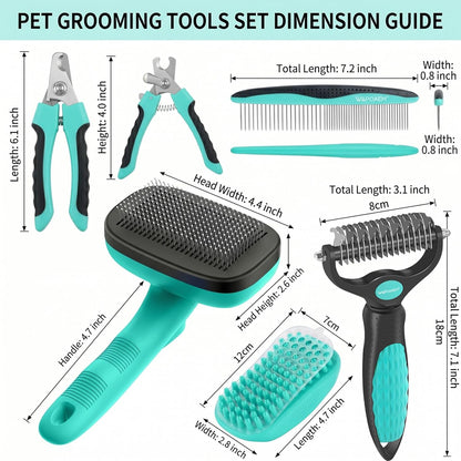 2 Pcs Self Cleaning Slicker Brush & Nail Clippers for Dog and Cats,Shedding Long and Short Haired Pets,Skin Friendly Deshedding Grooming Tool