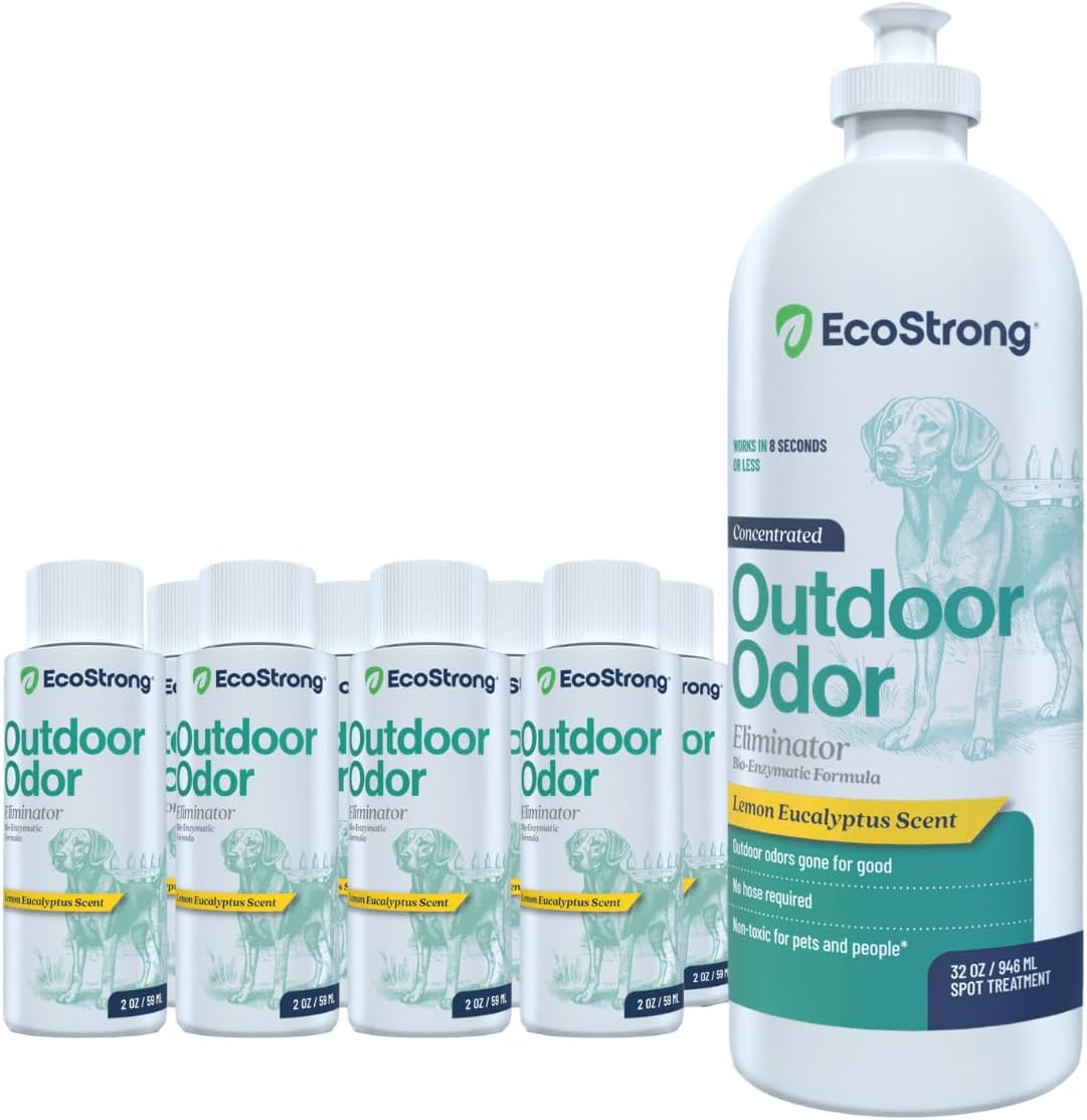 Outdoor Odor Eliminator | Outside Dog Urine Enzyme Cleaner – Powerful Pet, Cat, Animal Scent Deodorizer | Professional Strength for Yard, Turf, Kennels, Patios, Decks (Gallon with Sprayer)