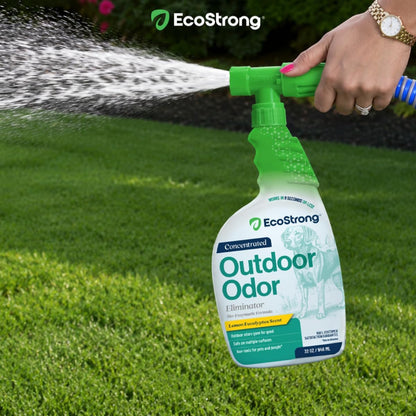Outdoor Odor Eliminator | Outside Dog Urine Enzyme Cleaner – Powerful Pet, Cat, Animal Scent Deodorizer | Professional Strength for Yard, Turf, Kennels, Patios, Decks (Gallon with Sprayer)