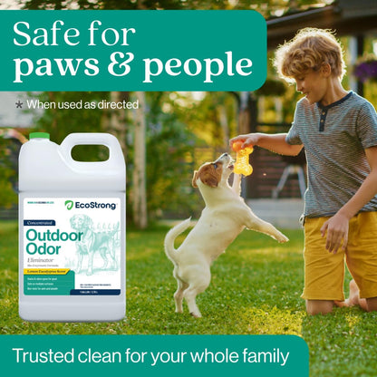 Outdoor Odor Eliminator | Outside Dog Urine Enzyme Cleaner – Powerful Pet, Cat, Animal Scent Deodorizer | Professional Strength for Yard, Turf, Kennels, Patios, Decks (Gallon with Sprayer)