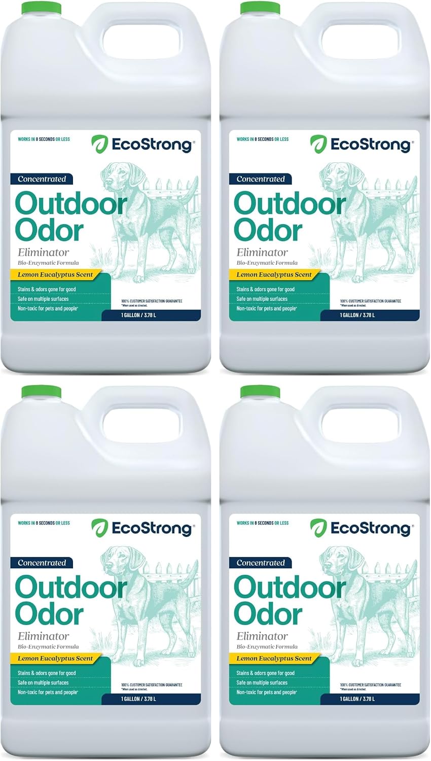 Outdoor Odor Eliminator | Outside Dog Urine Enzyme Cleaner – Powerful Pet, Cat, Animal Scent Deodorizer | Professional Strength for Yard, Turf, Kennels, Patios, Decks (Gallon with Sprayer)
