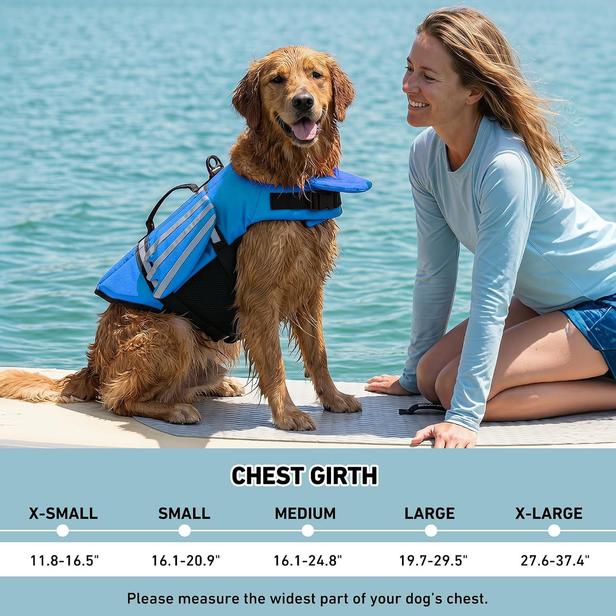 Dog Life Jacket, Cute Wings Adjustable Dog Life Vest with Chin Float and Handle for Swimming Boating Reflective High Buoyancy Swim Float Vest for Small Medium Large Dogs (Blue, M)