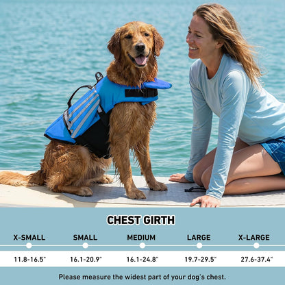 Dog Life Jacket, Cute Wings Adjustable Dog Life Vest with Chin Float and Handle for Swimming Boating Reflective High Buoyancy Swim Float Vest for Small Medium Large Dogs (Blue, M)