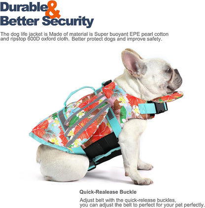 Dog Life Jacket, Cute Wings Adjustable Dog Life Vest with Chin Float and Handle for Swimming Boating Reflective High Buoyancy Swim Float Vest for Small Medium Large Dogs (Blue, M)