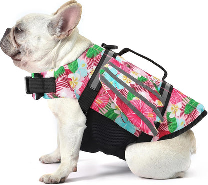 Dog Life Jacket, Cute Wings Adjustable Dog Life Vest with Chin Float and Handle for Swimming Boating Reflective High Buoyancy Swim Float Vest for Small Medium Large Dogs (Blue, M)