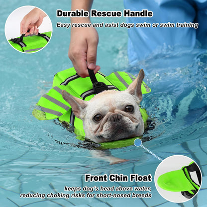 Dog Life Jacket, Cute Wings Adjustable Dog Life Vest with Chin Float and Handle for Swimming Boating Reflective High Buoyancy Swim Float Vest for Small Medium Large Dogs (Blue, M)