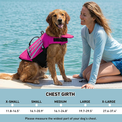 Dog Life Jacket, Cute Wings Adjustable Dog Life Vest with Chin Float and Handle for Swimming Boating Reflective High Buoyancy Swim Float Vest for Small Medium Large Dogs (Blue, M)