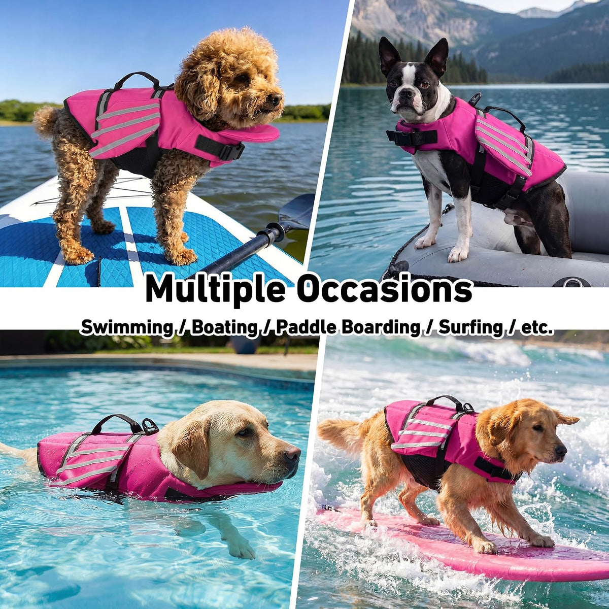 Dog Life Jacket, Cute Wings Adjustable Dog Life Vest with Chin Float and Handle for Swimming Boating Reflective High Buoyancy Swim Float Vest for Small Medium Large Dogs (Blue, M)