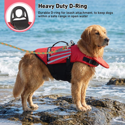 Dog Life Jacket, Cute Wings Adjustable Dog Life Vest with Chin Float and Handle for Swimming Boating Reflective High Buoyancy Swim Float Vest for Small Medium Large Dogs (Blue, M)