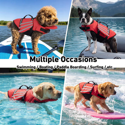 Dog Life Jacket, Cute Wings Adjustable Dog Life Vest with Chin Float and Handle for Swimming Boating Reflective High Buoyancy Swim Float Vest for Small Medium Large Dogs (Blue, M)