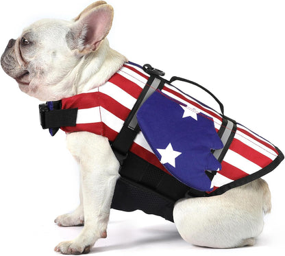 Dog Life Jacket, Cute Wings Adjustable Dog Life Vest with Chin Float and Handle for Swimming Boating Reflective High Buoyancy Swim Float Vest for Small Medium Large Dogs (Blue, M)