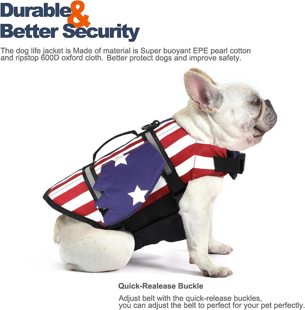 Dog Life Jacket, Cute Wings Adjustable Dog Life Vest with Chin Float and Handle for Swimming Boating Reflective High Buoyancy Swim Float Vest for Small Medium Large Dogs (Blue, M)