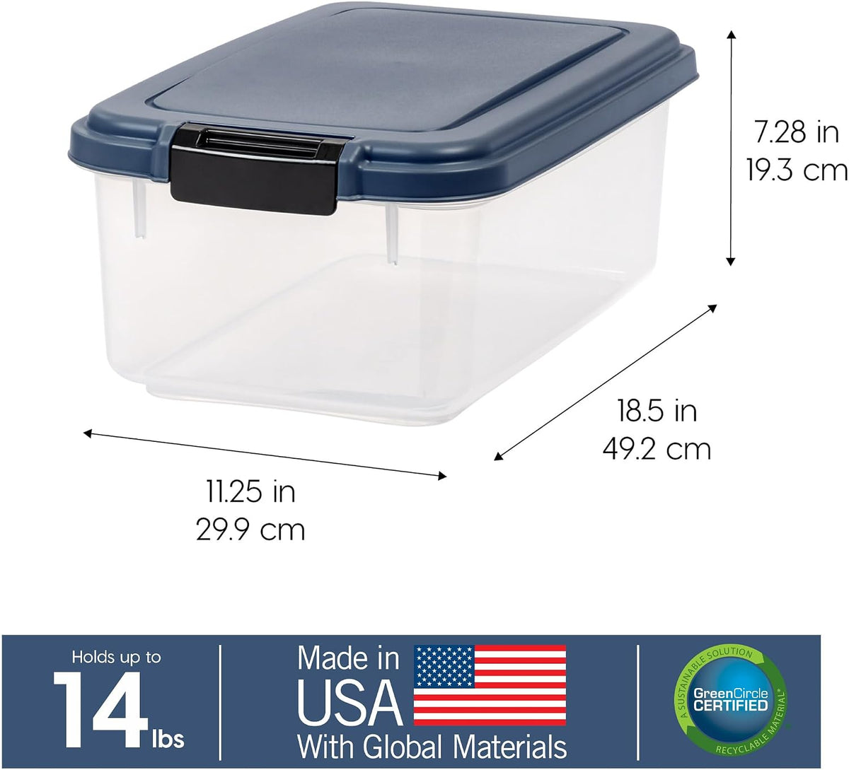 Dog Food Storage Container, Up to 11 lbs, Navy, Made in USA