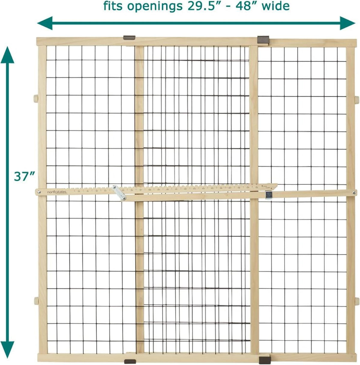MYPET Wire Mesh Dog Gate: 29.5"-50" Wide, Pressure Mounted with No Tools; Expandable, Durable Pet Gates for Doors and Hallways, 31" Tall, Made with Sustainable Hardwood