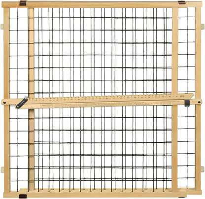 MYPET Wire Mesh Dog Gate: 29.5"-50" Wide, Pressure Mounted with No Tools; Expandable, Durable Pet Gates for Doors and Hallways, 31" Tall, Made with Sustainable Hardwood