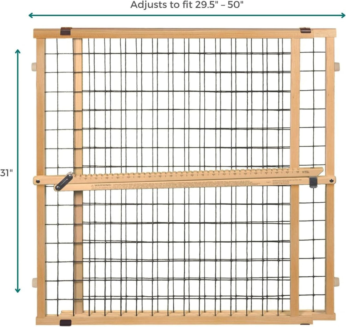 MYPET Wire Mesh Dog Gate: 29.5"-50" Wide, Pressure Mounted with No Tools; Expandable, Durable Pet Gates for Doors and Hallways, 31" Tall, Made with Sustainable Hardwood
