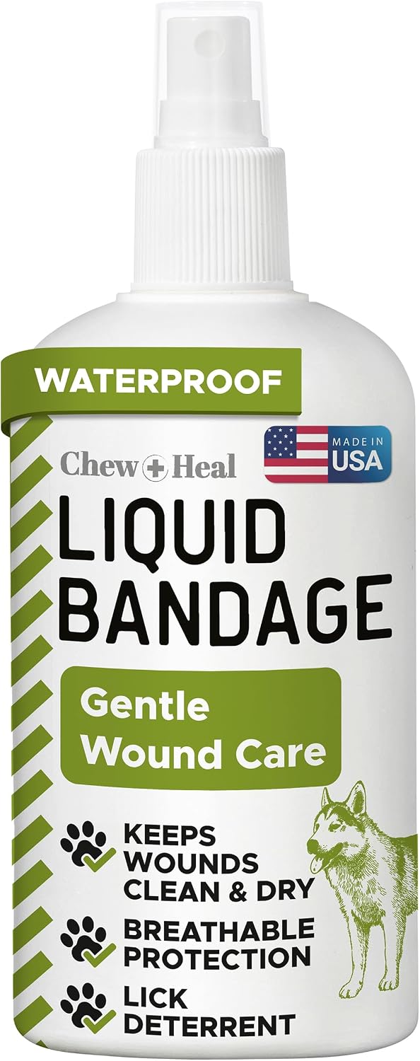 Liquid Bandage for Dogs 4oz Waterproof Spray - Dog Wound Care with Aloe for Cuts, Scrapes, Hot Spots & Paw Injuries - Alcohol-Free, Safe if Licked, Made in USA