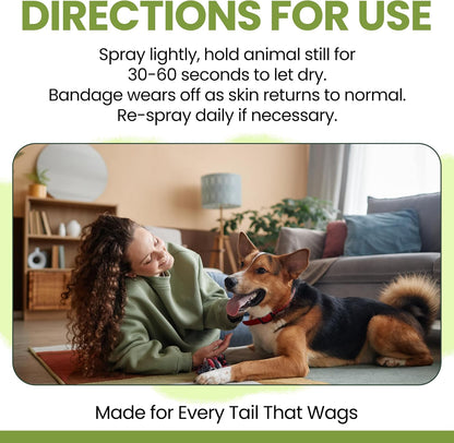 Liquid Bandage for Dogs 4oz Waterproof Spray - Dog Wound Care with Aloe for Cuts, Scrapes, Hot Spots & Paw Injuries - Alcohol-Free, Safe if Licked, Made in USA