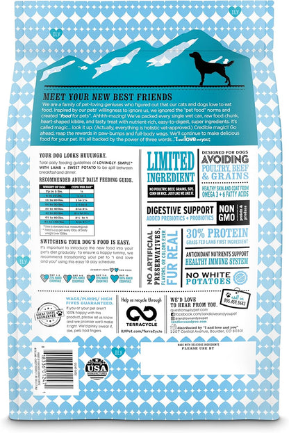 Naked Essentials Dry Dog Food - Lamb + Bison - High Protein, Real Meat, No Fillers, Prebiotics + Probiotics, 4lb Bag