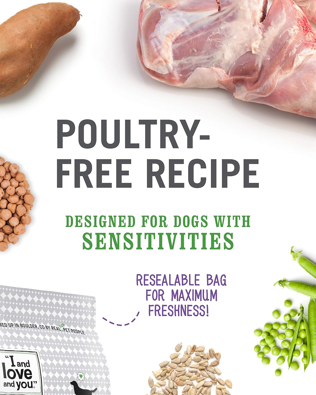 Naked Essentials Dry Dog Food - Lamb + Bison - High Protein, Real Meat, No Fillers, Prebiotics + Probiotics, 4lb Bag