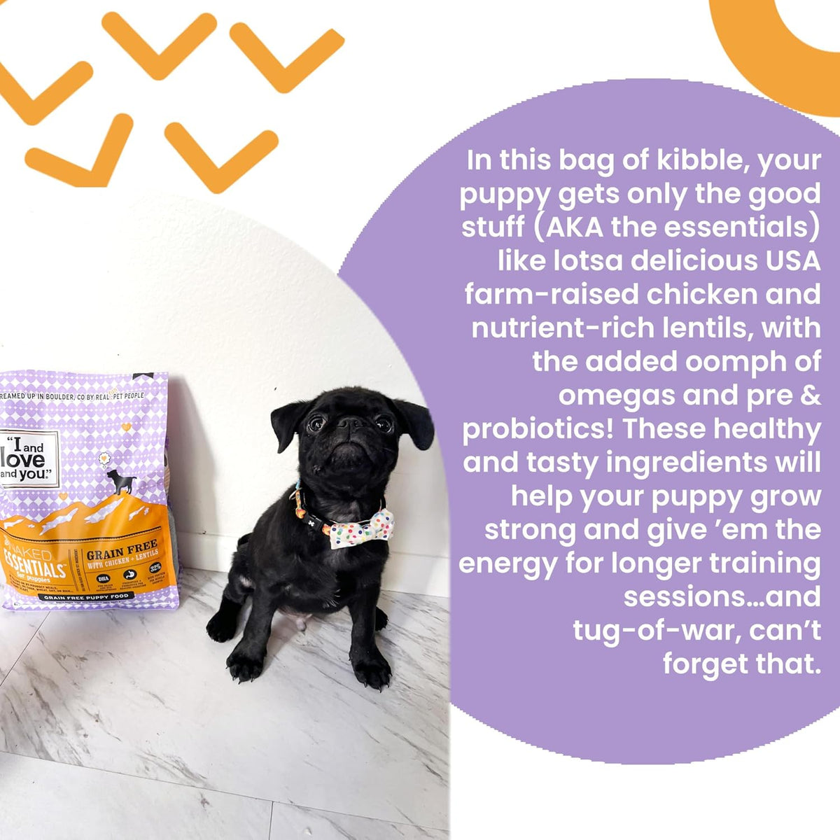 Naked Essentials Dry Dog Food - Lamb + Bison - High Protein, Real Meat, No Fillers, Prebiotics + Probiotics, 4lb Bag