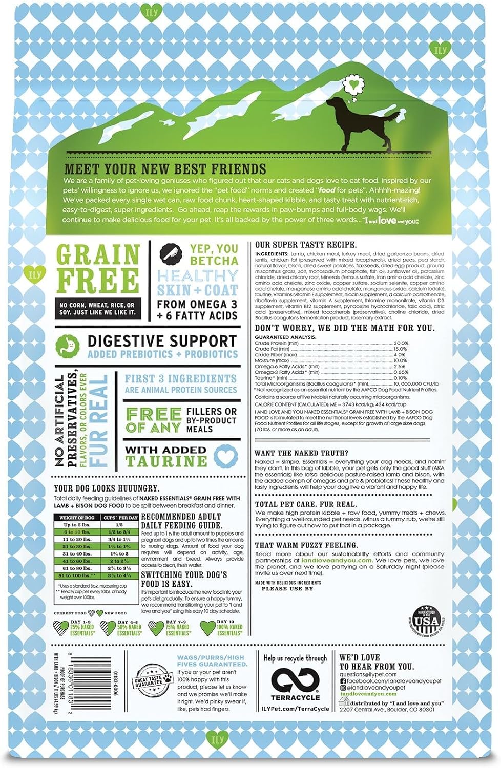 Naked Essentials Dry Dog Food - Lamb + Bison - High Protein, Real Meat, No Fillers, Prebiotics + Probiotics, 4lb Bag
