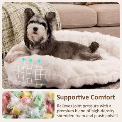 Dog Bed Couch Sofa for Small Medium Dogs Cats 30x30x9 Round White