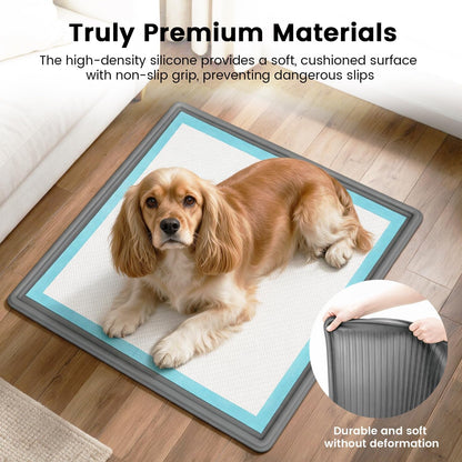 Dog Pee Pad Holder Tray, Fits for 22"x22", with Drain Ridges & Raised Edge