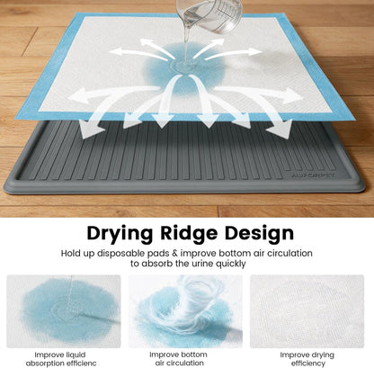 Dog Pee Pad Holder Tray, Fits for 22"x22", with Drain Ridges & Raised Edge