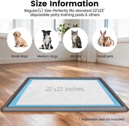 Dog Pee Pad Holder Tray, Fits for 22"x22", with Drain Ridges & Raised Edge