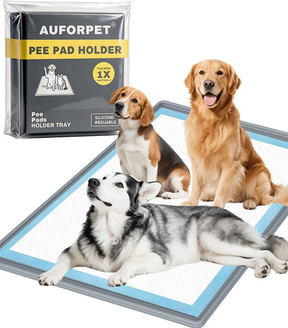 Dog Pee Pad Holder Tray, Fits for 22"x22", with Drain Ridges & Raised Edge