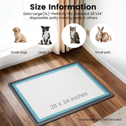 Dog Pee Pad Holder Tray, Fits for 22"x22", with Drain Ridges & Raised Edge