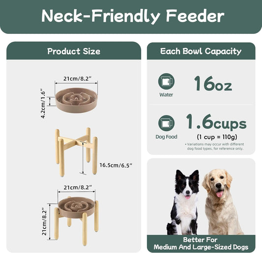 Havniva Ceramic Slow Feeder Dog Bowls, 1.6 Cups Dog Bowl Slow Feeding for Medium Breed, 8.2inch Puzzle Dog Food Bowl Slow Feeder Non-Slip Anti-Gulping and Anti-Choking Reduces Bloating