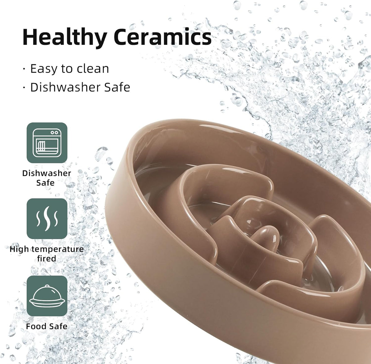 Havniva Ceramic Slow Feeder Dog Bowls, 1.6 Cups Dog Bowl Slow Feeding for Medium Breed, 8.2inch Puzzle Dog Food Bowl Slow Feeder Non-Slip Anti-Gulping and Anti-Choking Reduces Bloating