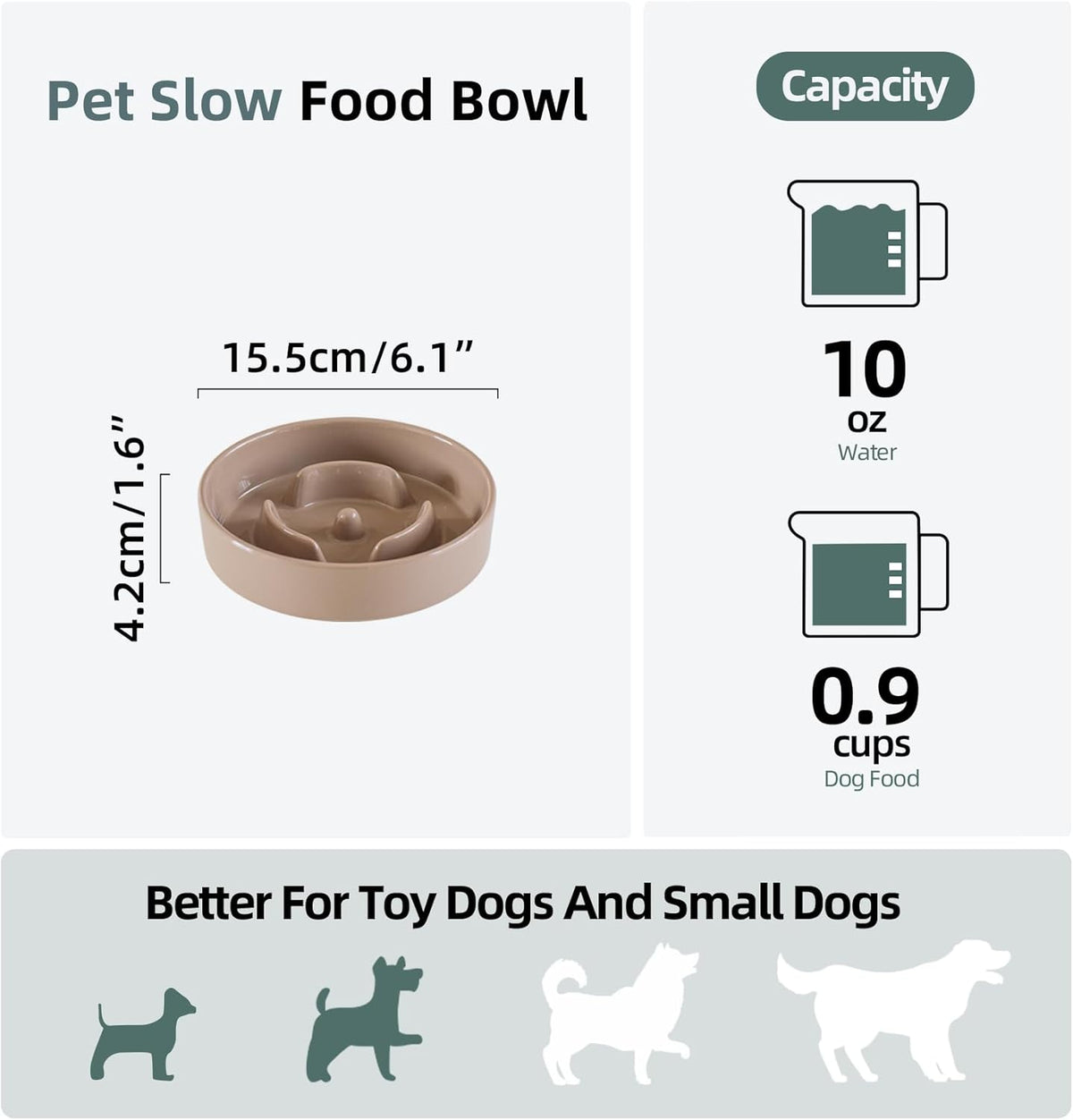 Havniva Ceramic Slow Feeder Dog Bowls, 1.6 Cups Dog Bowl Slow Feeding for Medium Breed, 8.2inch Puzzle Dog Food Bowl Slow Feeder Non-Slip Anti-Gulping and Anti-Choking Reduces Bloating