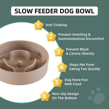 Havniva Ceramic Slow Feeder Dog Bowls, 1.6 Cups Dog Bowl Slow Feeding for Medium Breed, 8.2inch Puzzle Dog Food Bowl Slow Feeder Non-Slip Anti-Gulping and Anti-Choking Reduces Bloating
