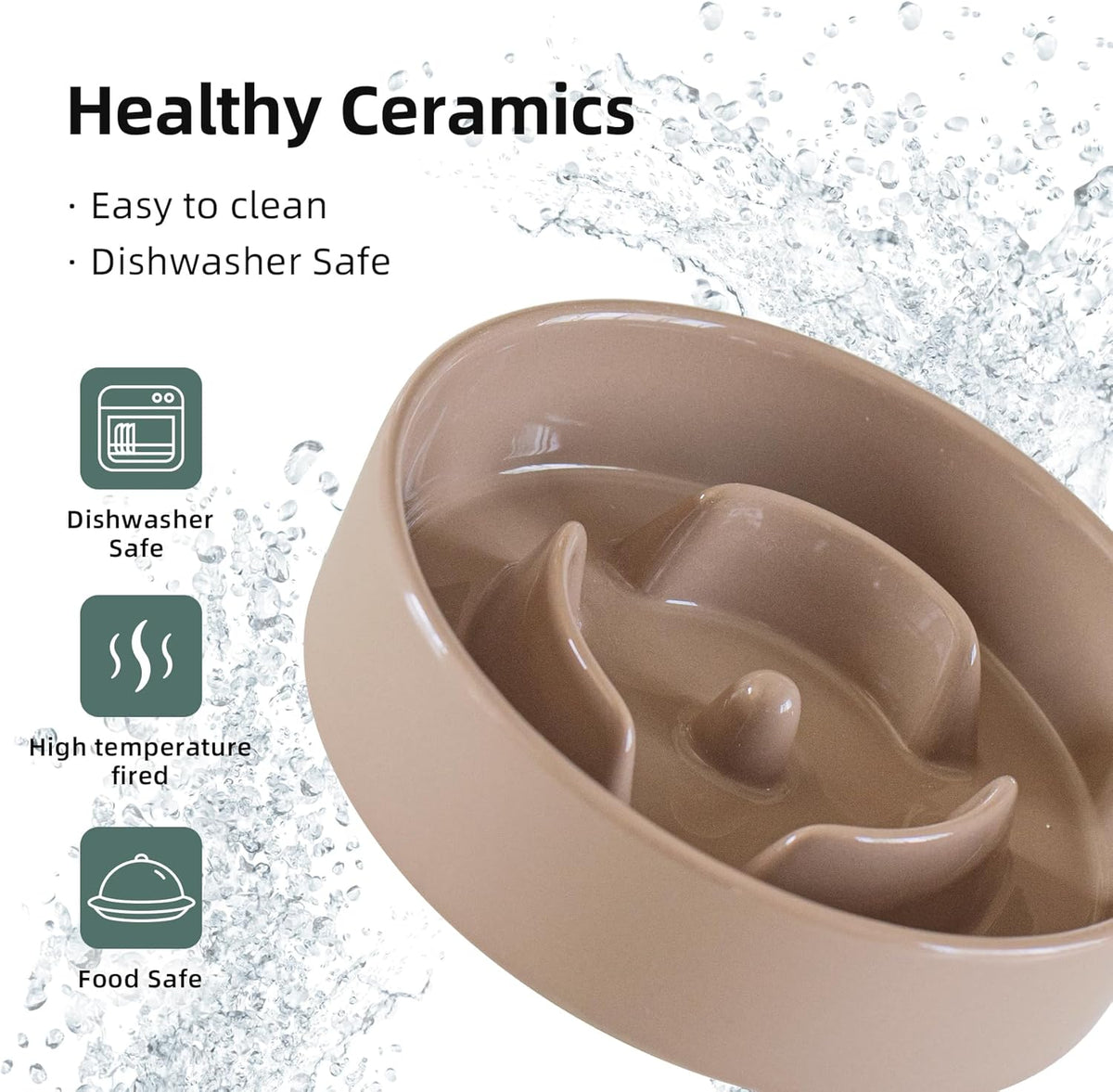 Havniva Ceramic Slow Feeder Dog Bowls, 1.6 Cups Dog Bowl Slow Feeding for Medium Breed, 8.2inch Puzzle Dog Food Bowl Slow Feeder Non-Slip Anti-Gulping and Anti-Choking Reduces Bloating