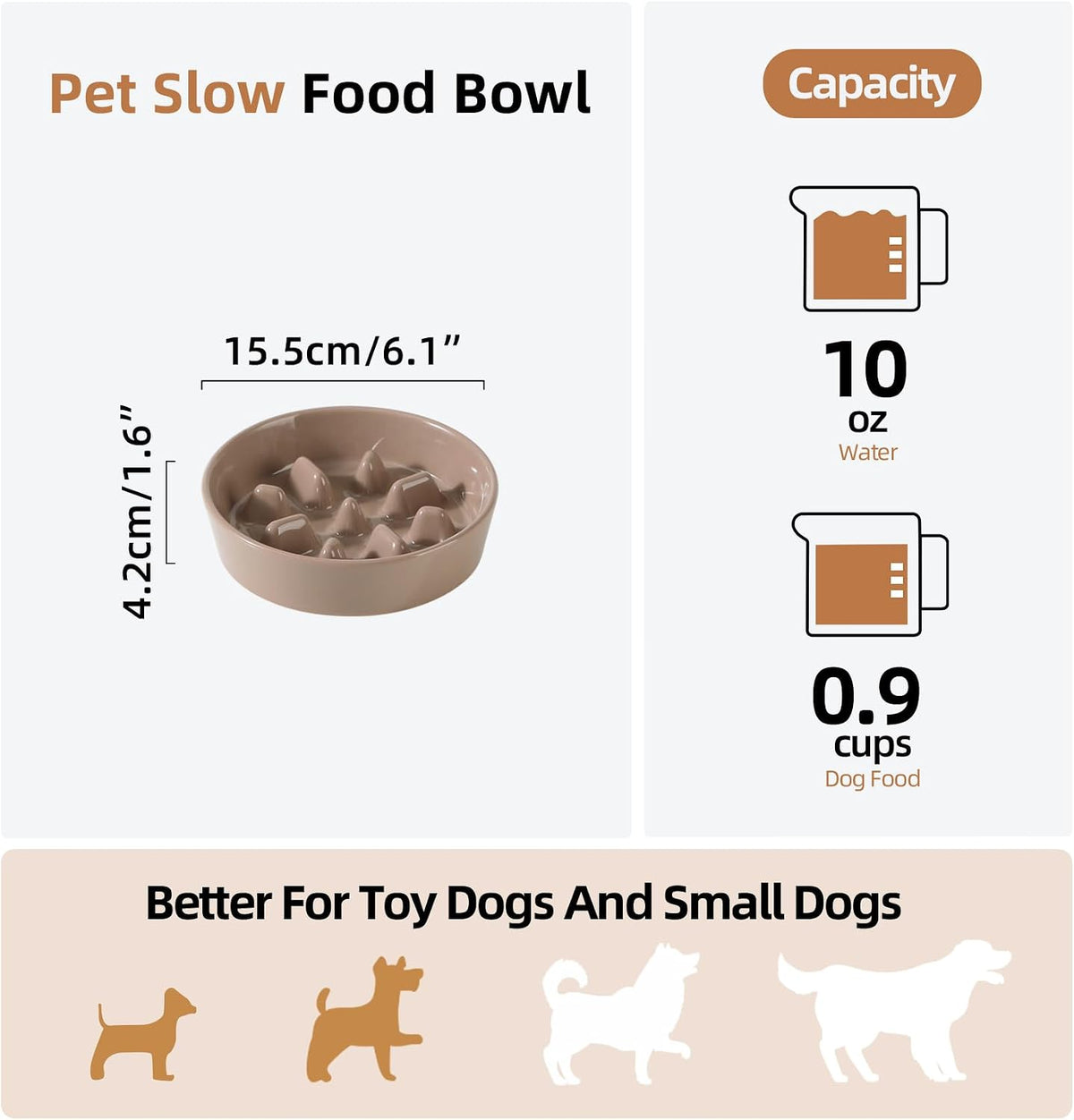 Havniva Ceramic Slow Feeder Dog Bowls, 1.6 Cups Dog Bowl Slow Feeding for Medium Breed, 8.2inch Puzzle Dog Food Bowl Slow Feeder Non-Slip Anti-Gulping and Anti-Choking Reduces Bloating