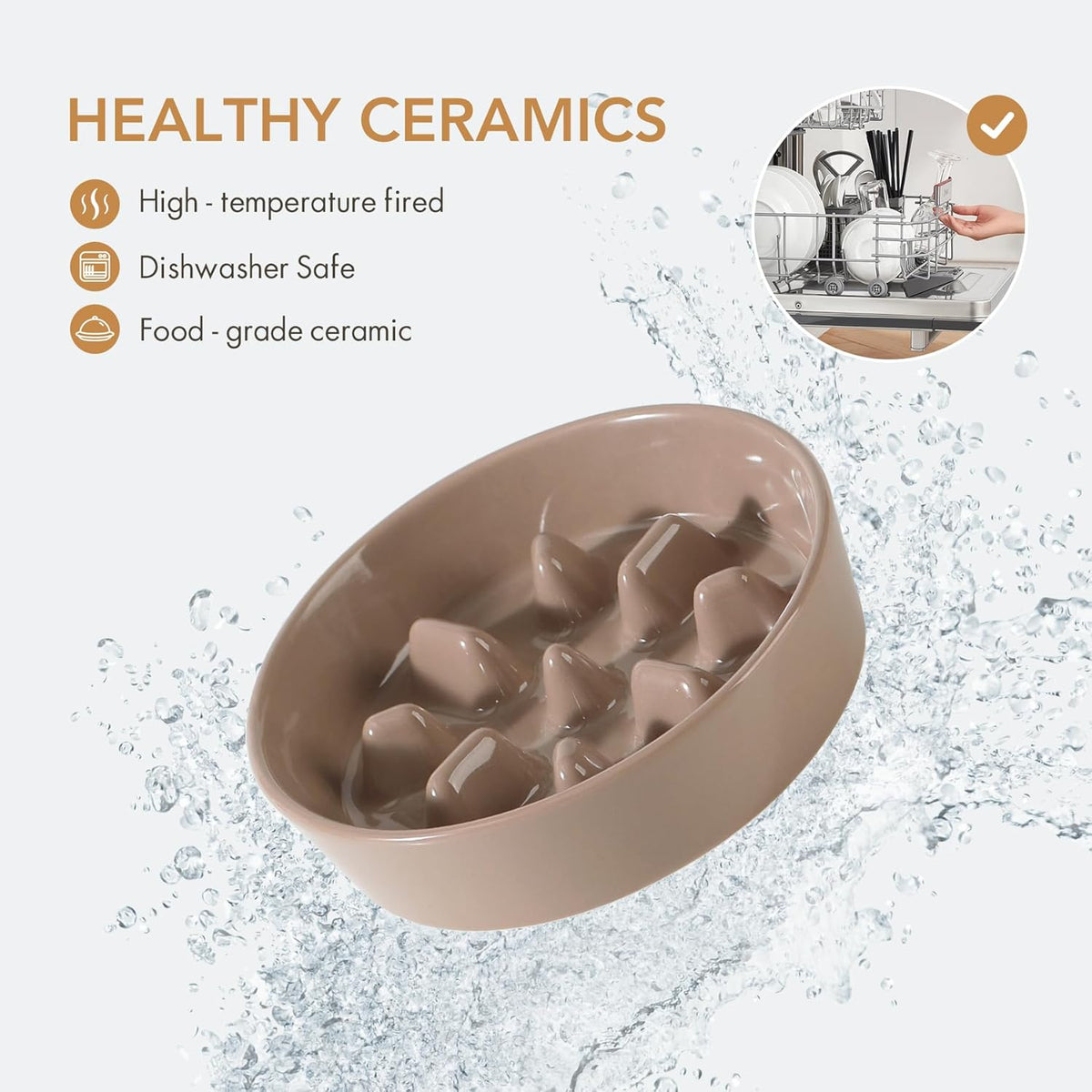 Havniva Ceramic Slow Feeder Dog Bowls, 1.6 Cups Dog Bowl Slow Feeding for Medium Breed, 8.2inch Puzzle Dog Food Bowl Slow Feeder Non-Slip Anti-Gulping and Anti-Choking Reduces Bloating