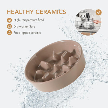 Havniva Ceramic Slow Feeder Dog Bowls, 1.6 Cups Dog Bowl Slow Feeding for Medium Breed, 8.2inch Puzzle Dog Food Bowl Slow Feeder Non-Slip Anti-Gulping and Anti-Choking Reduces Bloating