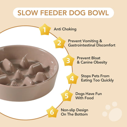 Havniva Ceramic Slow Feeder Dog Bowls, 1.6 Cups Dog Bowl Slow Feeding for Medium Breed, 8.2inch Puzzle Dog Food Bowl Slow Feeder Non-Slip Anti-Gulping and Anti-Choking Reduces Bloating