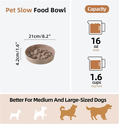 Havniva Ceramic Slow Feeder Dog Bowls, 1.6 Cups Dog Bowl Slow Feeding for Medium Breed, 8.2inch Puzzle Dog Food Bowl Slow Feeder Non-Slip Anti-Gulping and Anti-Choking Reduces Bloating
