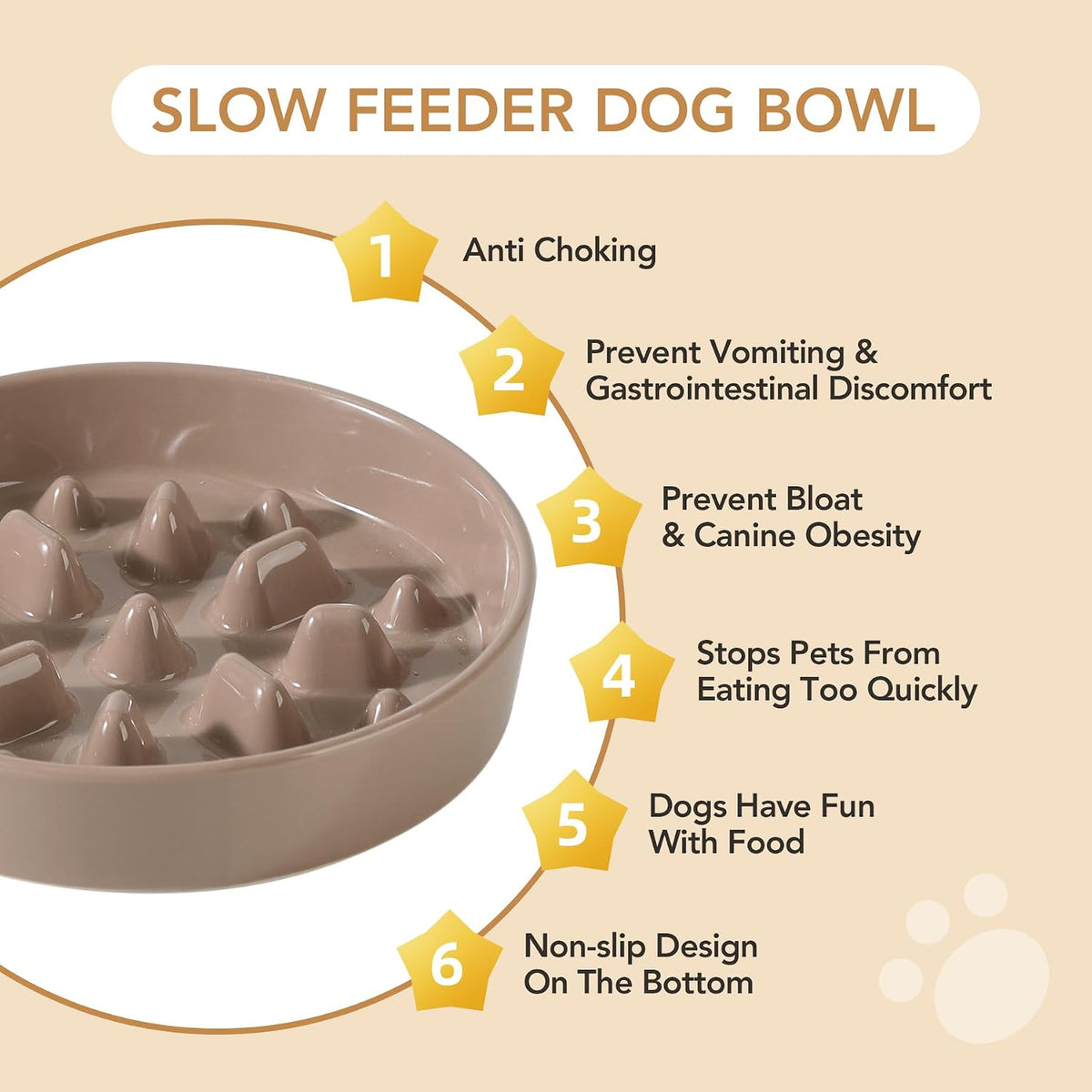 Havniva Ceramic Slow Feeder Dog Bowls, 1.6 Cups Dog Bowl Slow Feeding for Medium Breed, 8.2inch Puzzle Dog Food Bowl Slow Feeder Non-Slip Anti-Gulping and Anti-Choking Reduces Bloating