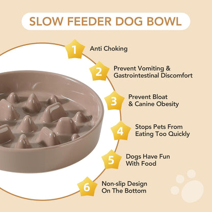 Havniva Ceramic Slow Feeder Dog Bowls, 1.6 Cups Dog Bowl Slow Feeding for Medium Breed, 8.2inch Puzzle Dog Food Bowl Slow Feeder Non-Slip Anti-Gulping and Anti-Choking Reduces Bloating