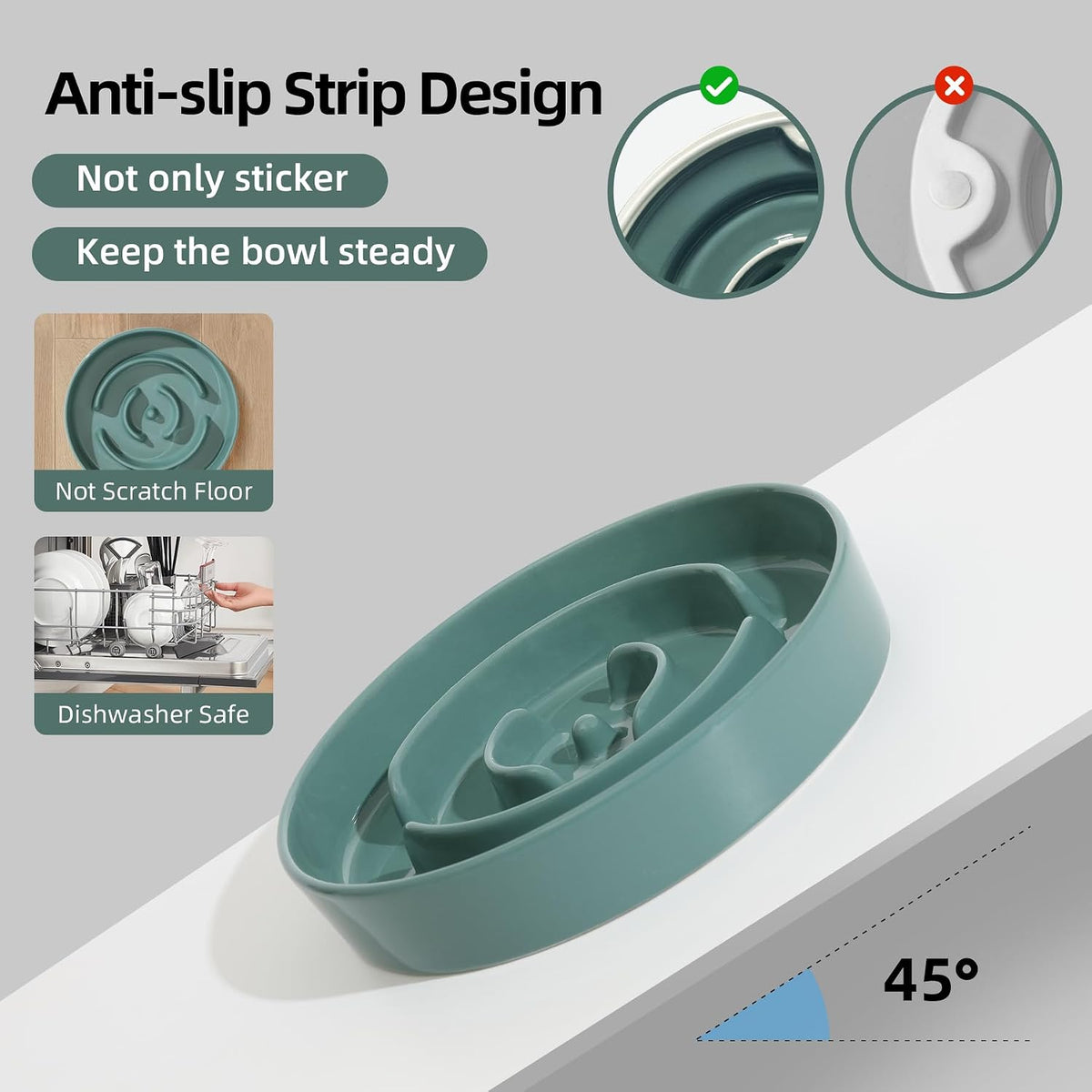 Havniva Ceramic Slow Feeder Dog Bowls, 1.6 Cups Dog Bowl Slow Feeding for Medium Breed, 8.2inch Puzzle Dog Food Bowl Slow Feeder Non-Slip Anti-Gulping and Anti-Choking Reduces Bloating