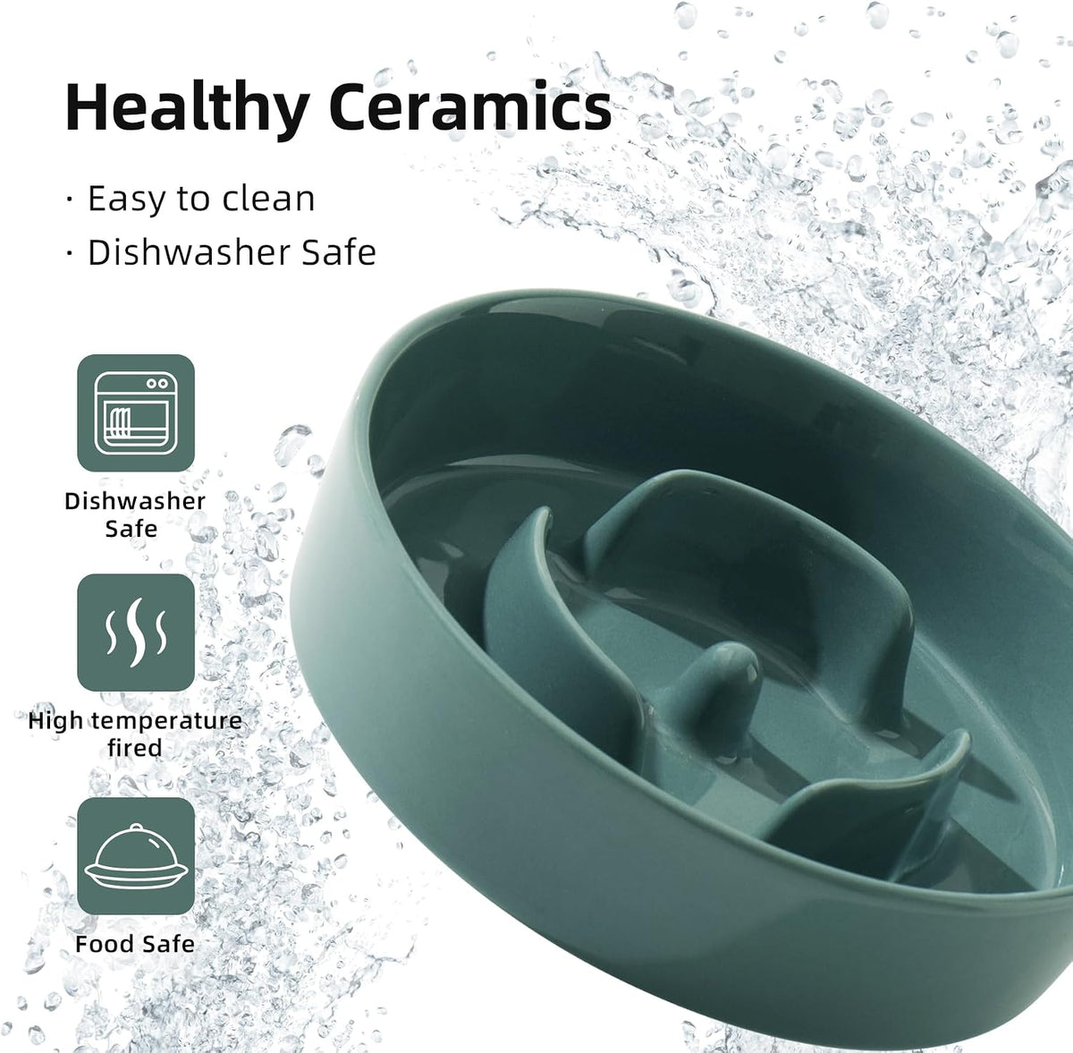 Havniva Ceramic Slow Feeder Dog Bowls, 1.6 Cups Dog Bowl Slow Feeding for Medium Breed, 8.2inch Puzzle Dog Food Bowl Slow Feeder Non-Slip Anti-Gulping and Anti-Choking Reduces Bloating