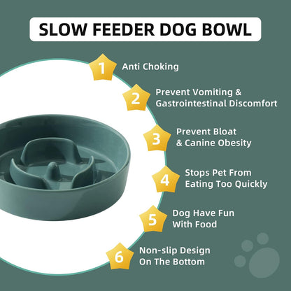Havniva Ceramic Slow Feeder Dog Bowls, 1.6 Cups Dog Bowl Slow Feeding for Medium Breed, 8.2inch Puzzle Dog Food Bowl Slow Feeder Non-Slip Anti-Gulping and Anti-Choking Reduces Bloating