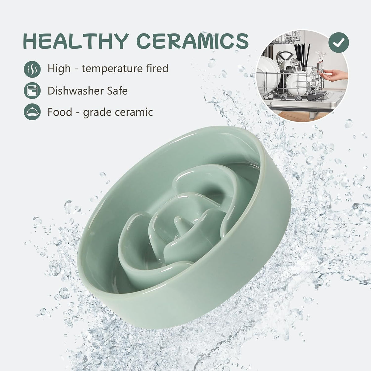 Havniva Ceramic Slow Feeder Dog Bowls, 1.6 Cups Dog Bowl Slow Feeding for Medium Breed, 8.2inch Puzzle Dog Food Bowl Slow Feeder Non-Slip Anti-Gulping and Anti-Choking Reduces Bloating